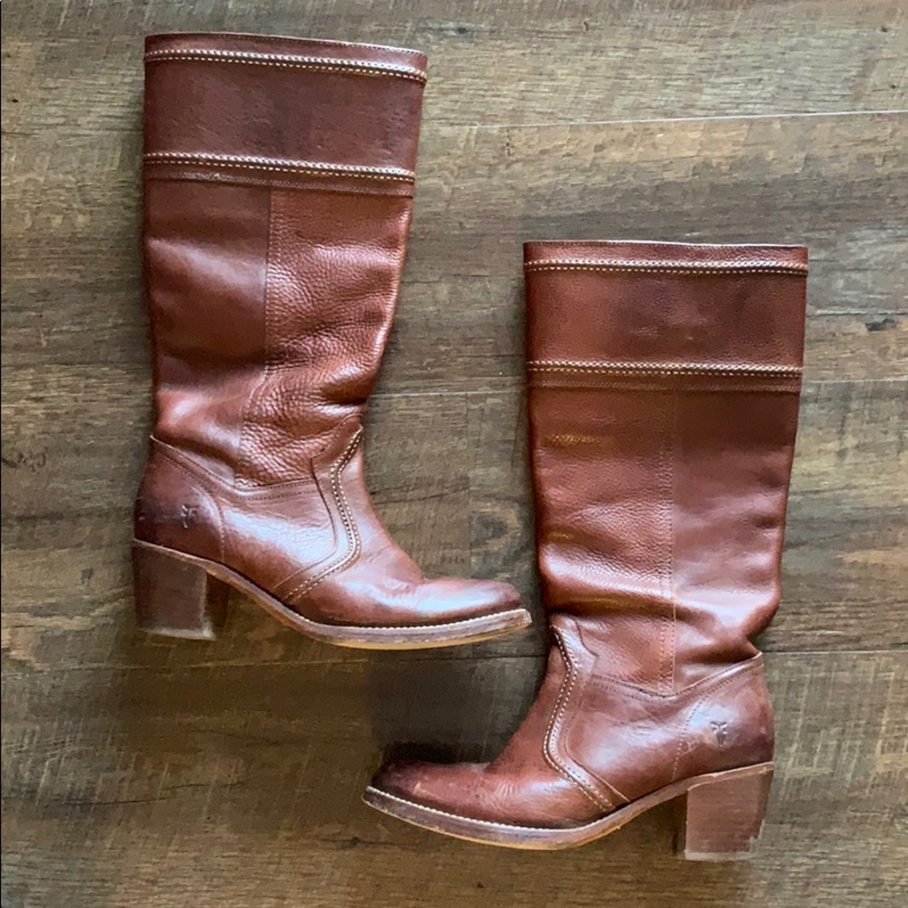 Frye Brown Leather Boots, Size 9.5